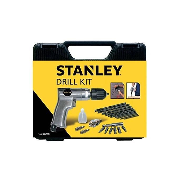 Stanley 160189XSTN Trapano Pneumatico Kit con Accessori Mandrino Autoserrante 10 mm 2000 rpm 6 bar 170 l-min colore Grigio