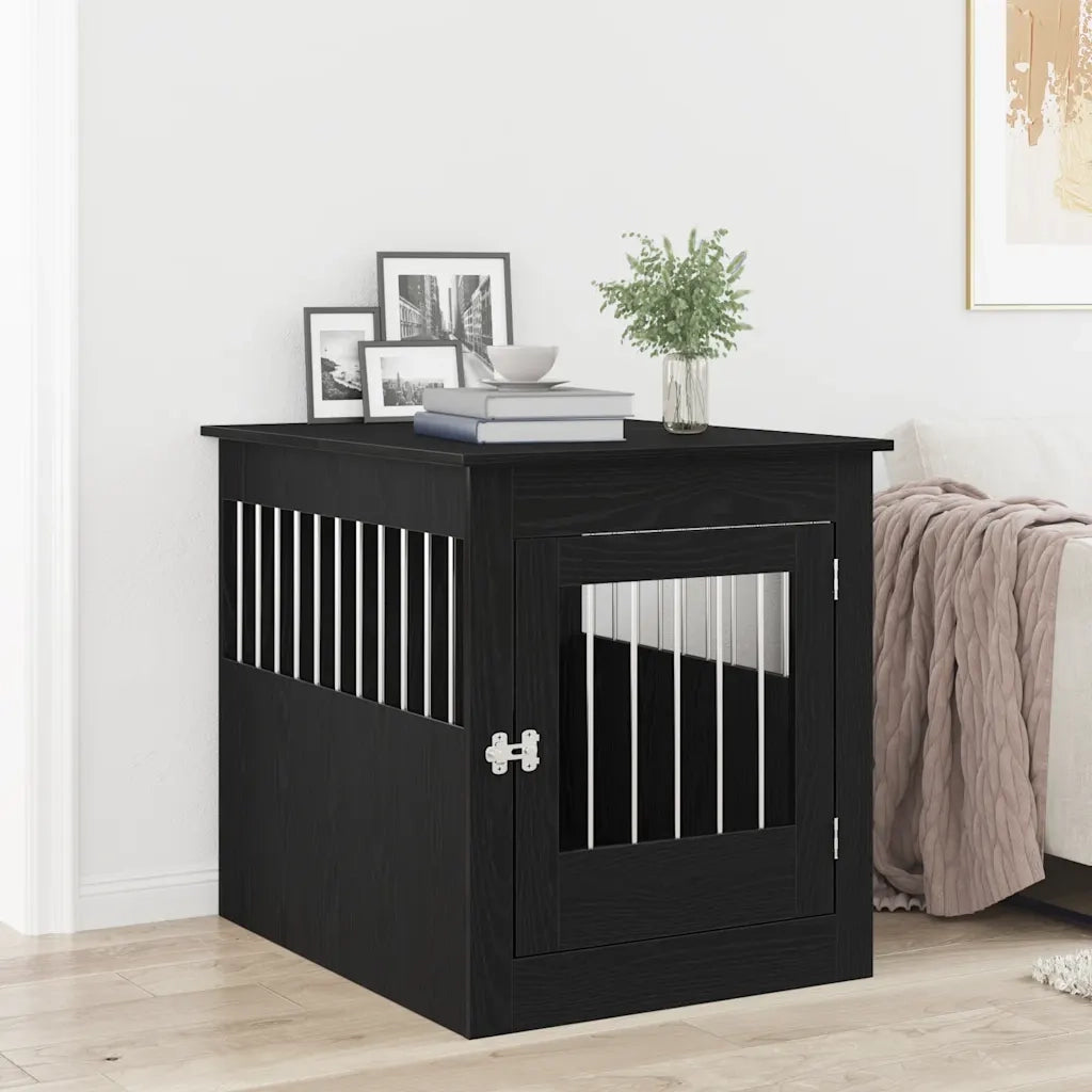 Mobile per cuccia per cani Rovere Nero 64,5x80x71 cm in legno ingegnerizzato CFW1597141