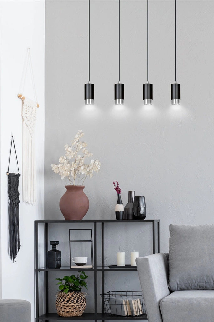 Lampadario Emibig Fumiko metallo 4xGU10 nero/cromo regolabile