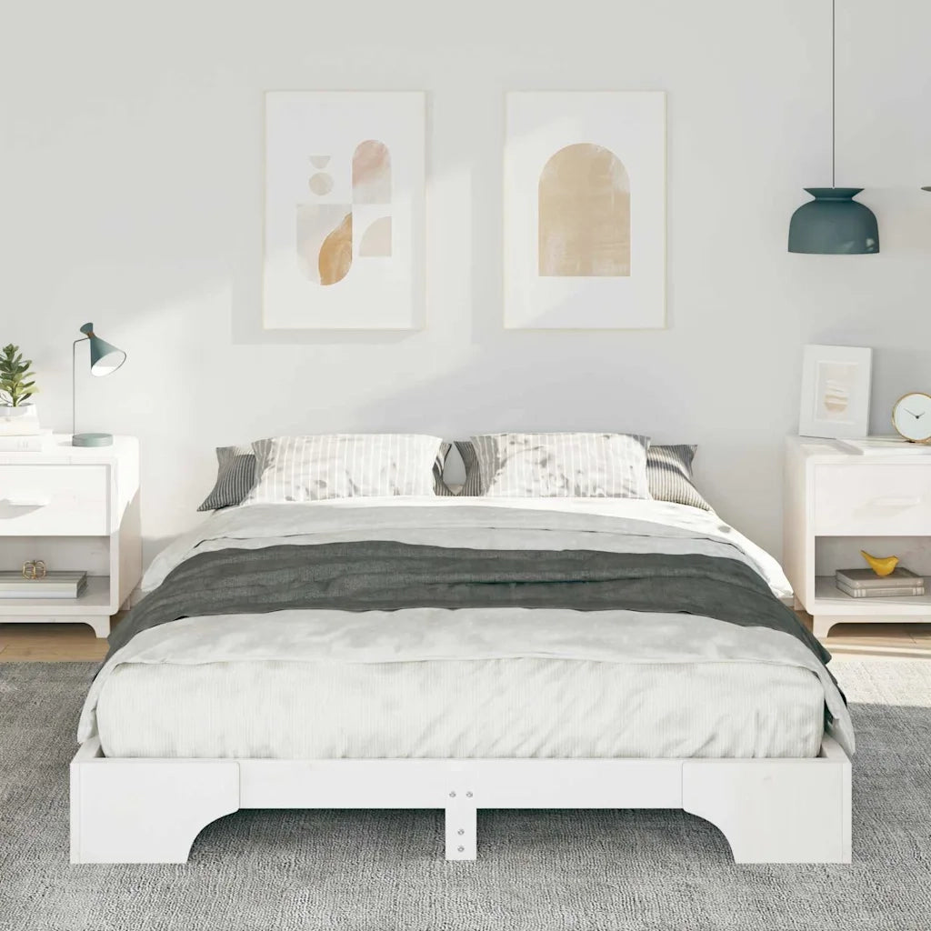 Struttura del letto-Giroletto-Rete del Letto Bianco 140 x 210 cm Pino massello 626214
