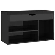 Panca per scarpe mobiletto porta-stivali cassettiera scaffale mobile per ingresso contenitore e cuscino legno ingegnerizzato nero lucido 02_0022957