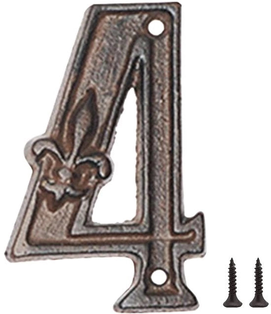 Huisnummer Gietijzer Retro Stile - Huisnummer 4 - Huisnummer Bordi - Huisnummer Nero - Huisnummer per Borsa della Posta - Duraturo e Resistente - Indirizzo