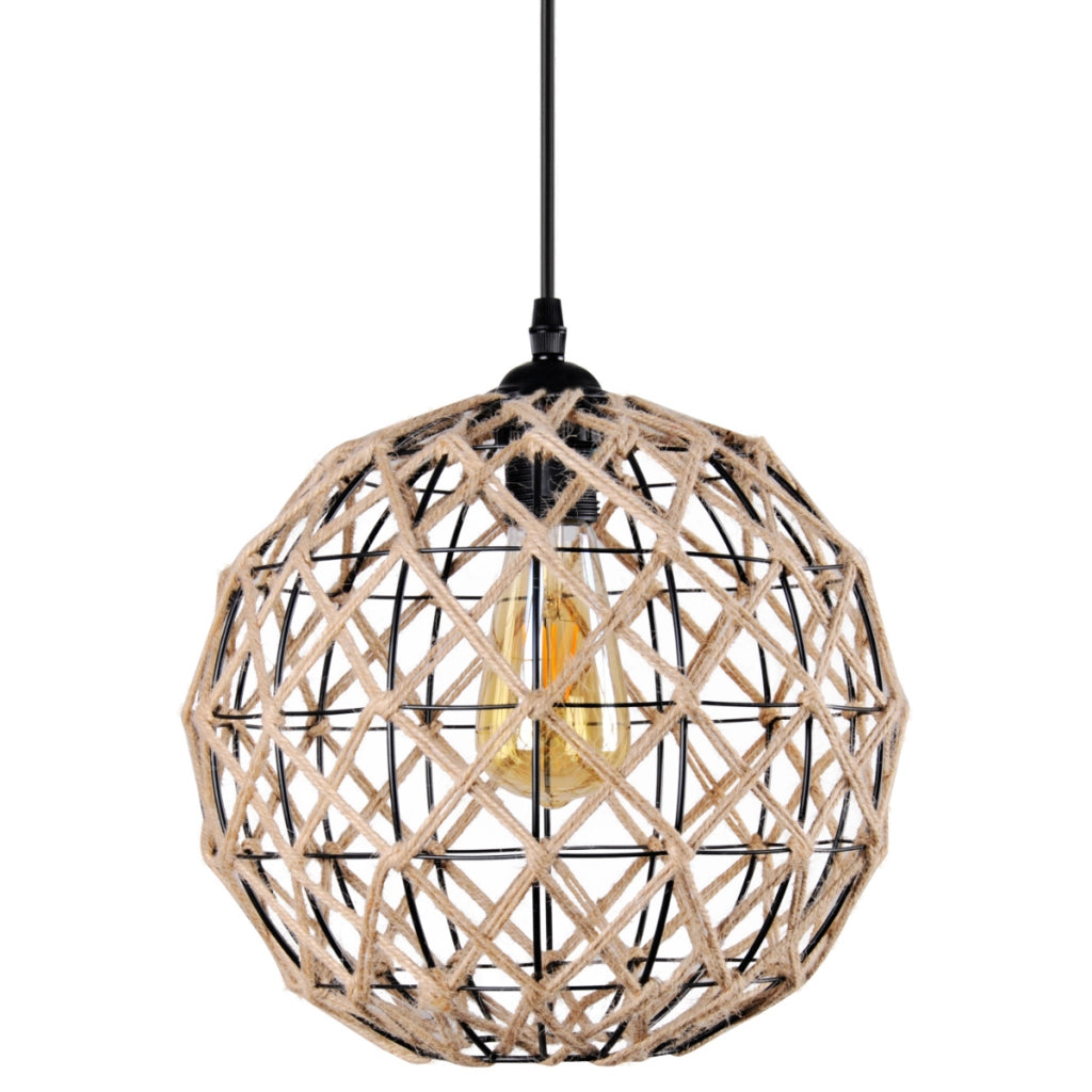 Lampada a sospensione boho UMEA Polux E27 nero corda