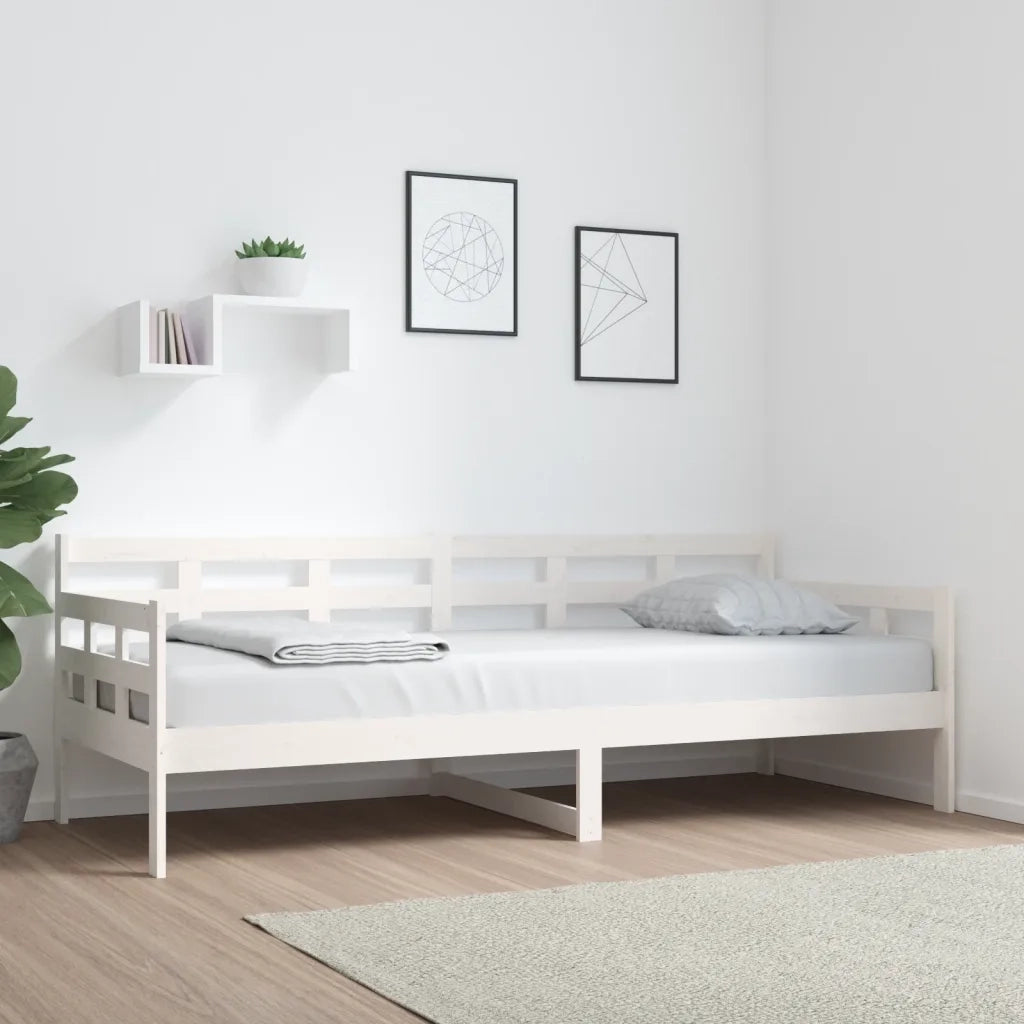 Letto singolo | Letto per adulti | Dormeuse Bianca in Legno Massello di Pino 80x200 cm