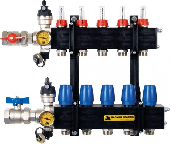 Distributore Premium in Plastica Aperto – 5 Gruppi - Riscaldamento del Pavimento - Distributore Aperto - Sistema a Basse Temperature