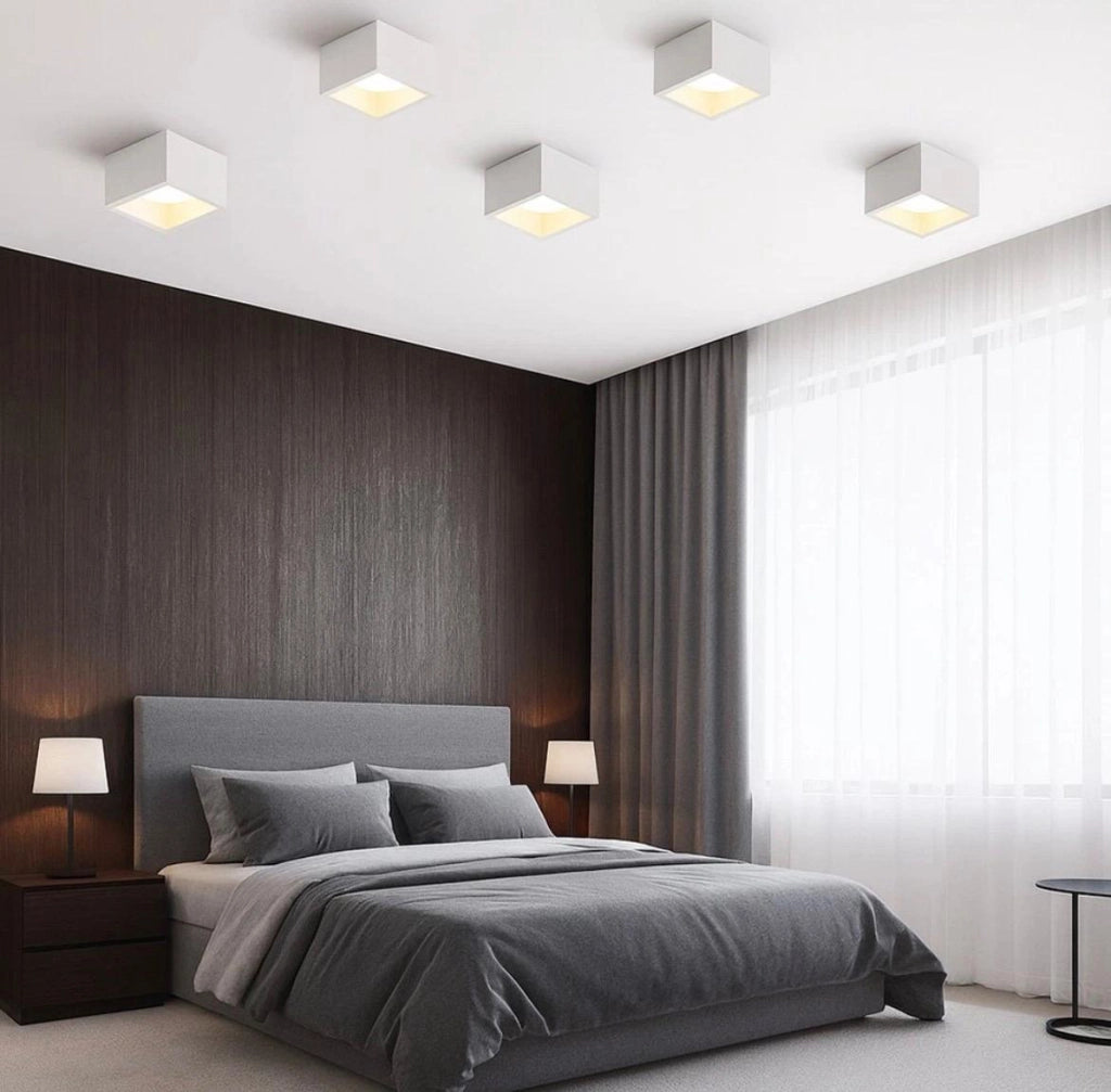 Applique in Gesso Quadrata Verniciabile GX53 15W – Plafoniera Soffitto 1 Luce 110x110 mm con Lampadina Inclusa CCT