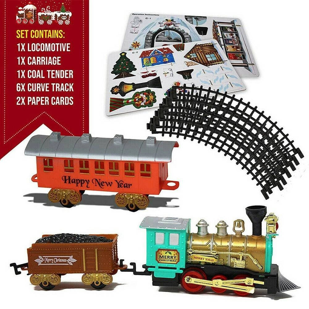 Trade Shop - Trenino Elettrico Di Natale Classico Con Luci E Suoni Diametro 60 Cm 11 Pz -