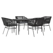 Set da Pranzo da Giardino con Cuscini 5 pz | Set Salotto da Giardino Polyrattan Vetro