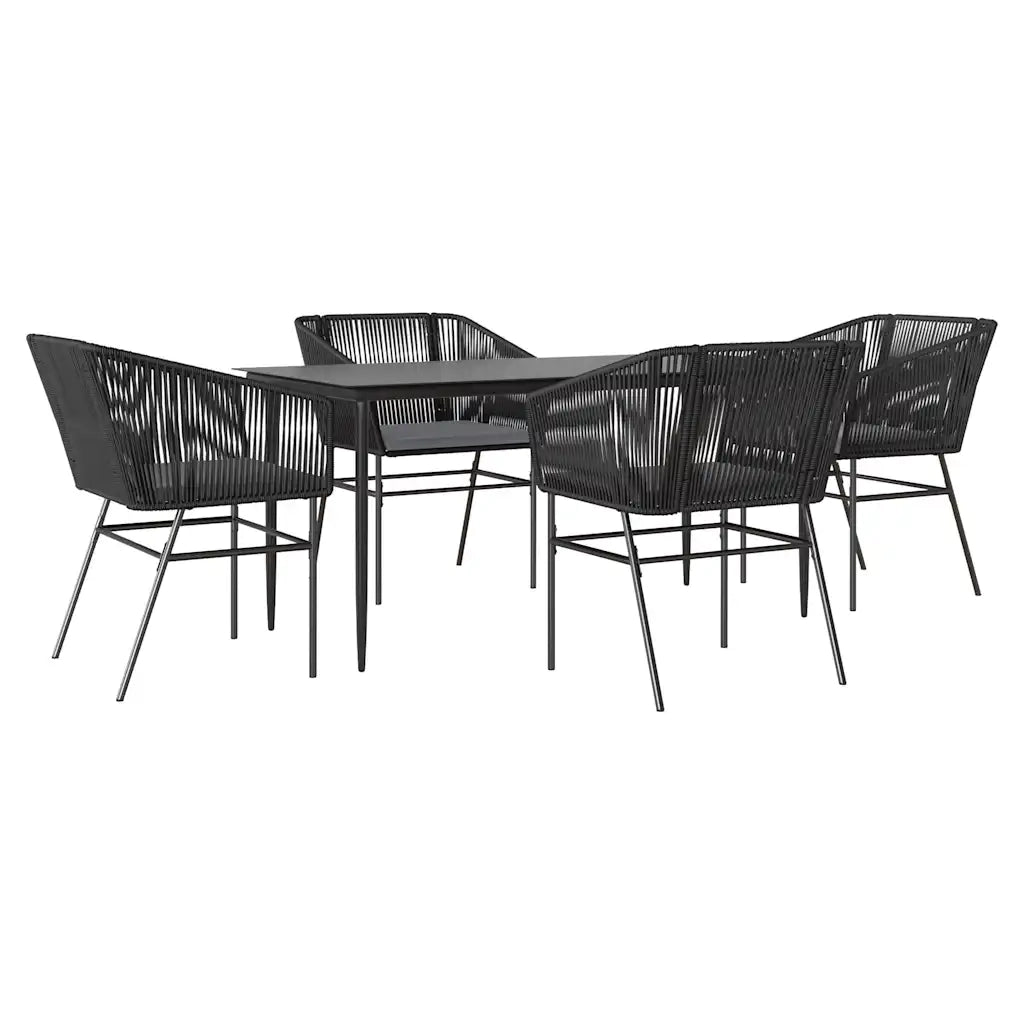 Set da Pranzo da Giardino con Cuscini 5 pz | Set Salotto da Giardino Polyrattan Vetro