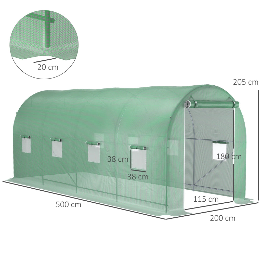 Serra da Giardino Tunnel ¨C zephmum ¨C Verde, 5x2x2 m, 8 Finestre