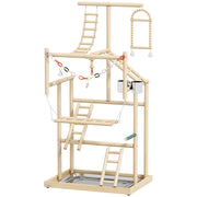 Trespolo per Pappagalli 48x38x95 cm con Giochi Vassoio Rimovibile e Posatoi in Legno Naturale