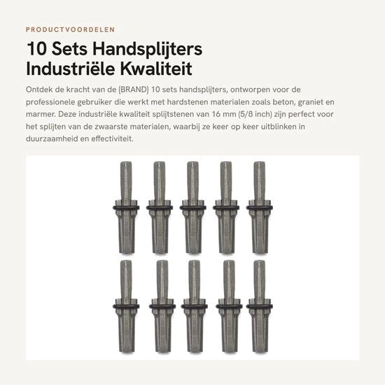 Set di Spaccapietre di Alta Qualità Industriale - 10 Set - 16 mm di Diametro - Stoppi in Acciaio - Robusti e Resistenti - Adatti per Pietra Dura - Spaccapietre