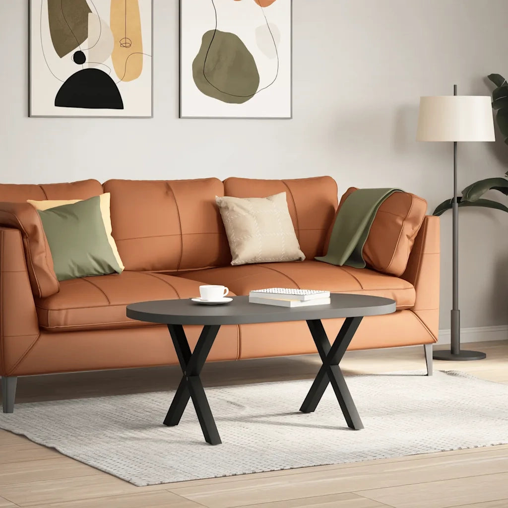 Gambe per Tavolino da Caff¨¨ a Forma di X 2 pz | Piede del tavolo Nere 50x(42-43) cm Acciaio