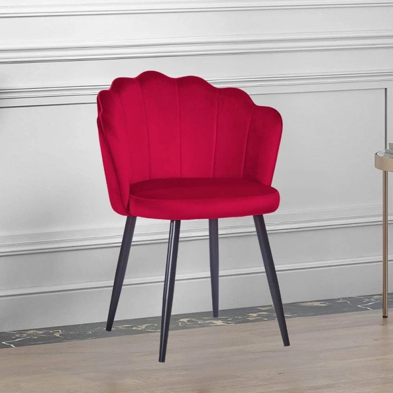 Sedia Omni velluto rosso con gambe metallo nero set 4 pezzi