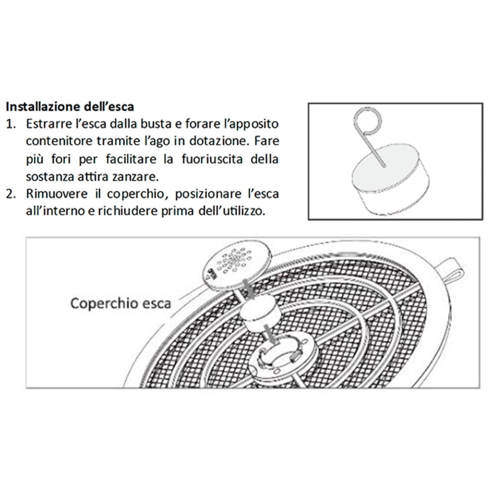 Kit Daewoo Racchetta Bianca Antizanzare Elettrica USB + Aquatain Block + 5 Esche