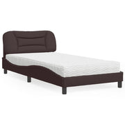 Letto con Materasso-Struttura Letto con Materasso Hvar Marrone Scuro 100x200 cm in Tessuto