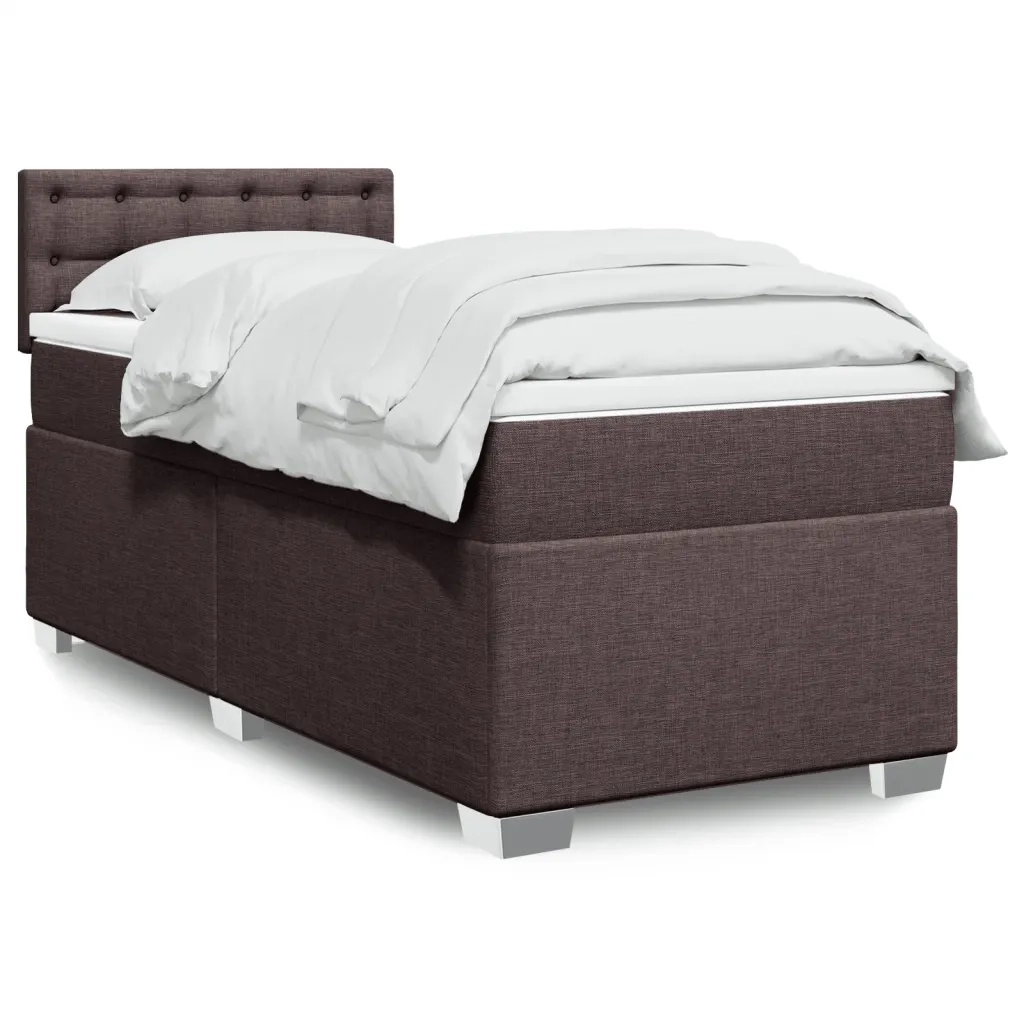 Giroletto a Molle con Materasso Marrone Scuro 90x200 cm Tessuto 3288088