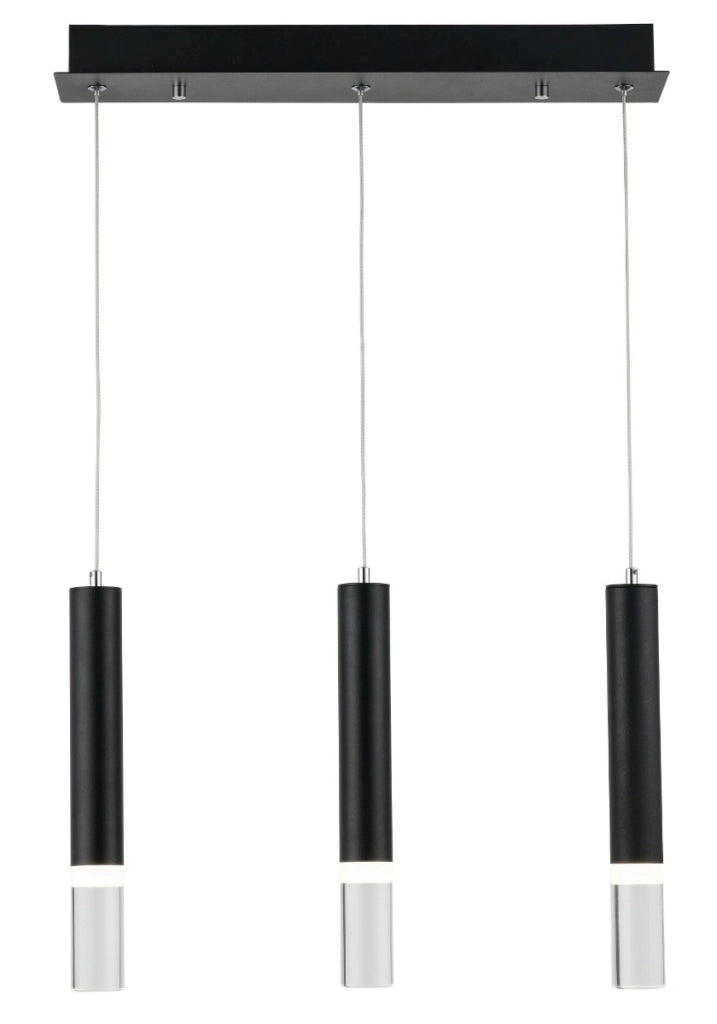 Lampada a sospensione industriale nera 3 tubi LED Reality