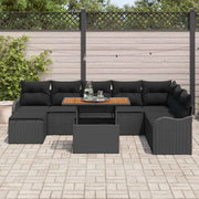 Set Divano da Giardino con archiviazione 9 pcs Nero Poly Rattan