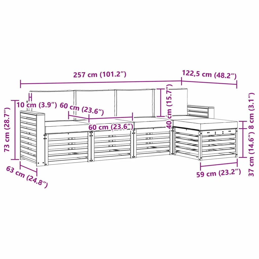 Set di divani da esterno 5 pcs Bianco e Antracite 3391682