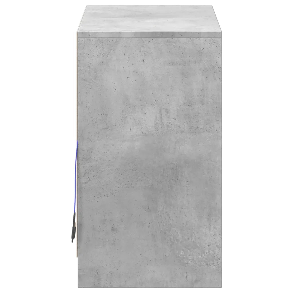 Credenza | Madia | Buffet da pranzo | Armadio da pranzo con LED Grigio Cemento 72x34x61 cm Legno Multistrato