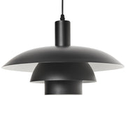 Lampada a sospensione in metallo nero con design a gradini in stile metà secolo