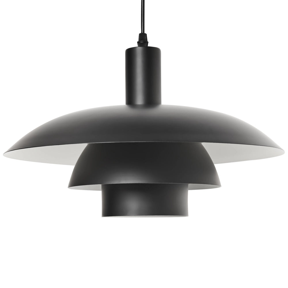 Lampada a sospensione in metallo nero con design a gradini in stile metà secolo