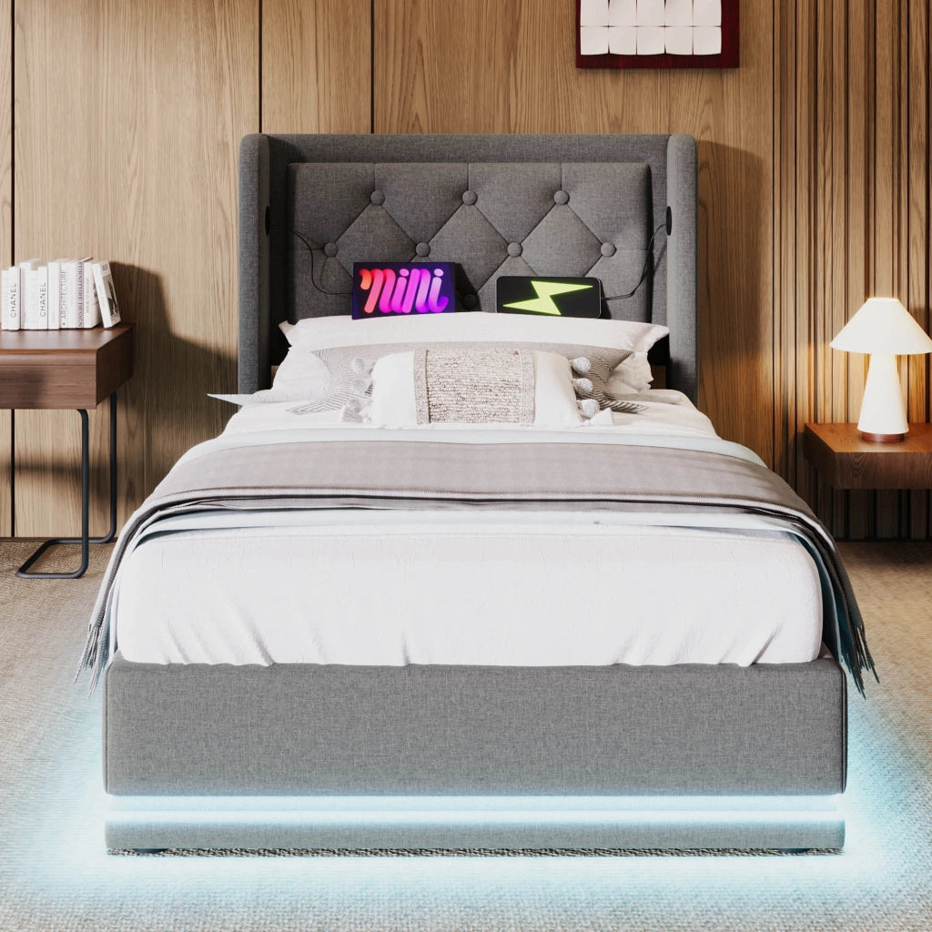 letto in cotone grigio 90 x 200 cm
