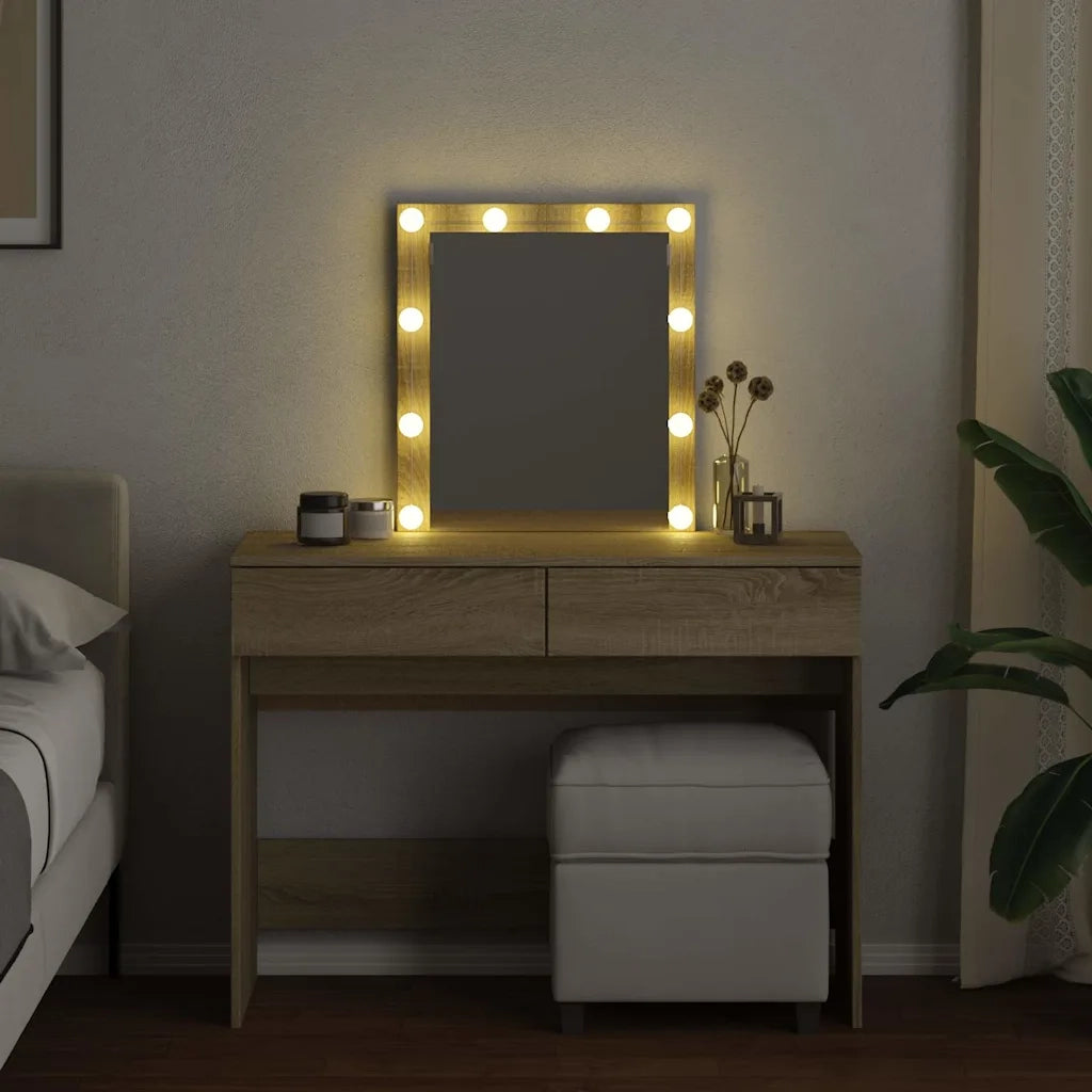 Toeletta | Tavolo da Trucco con LED Rovere Sonoma 100x40x130 cm