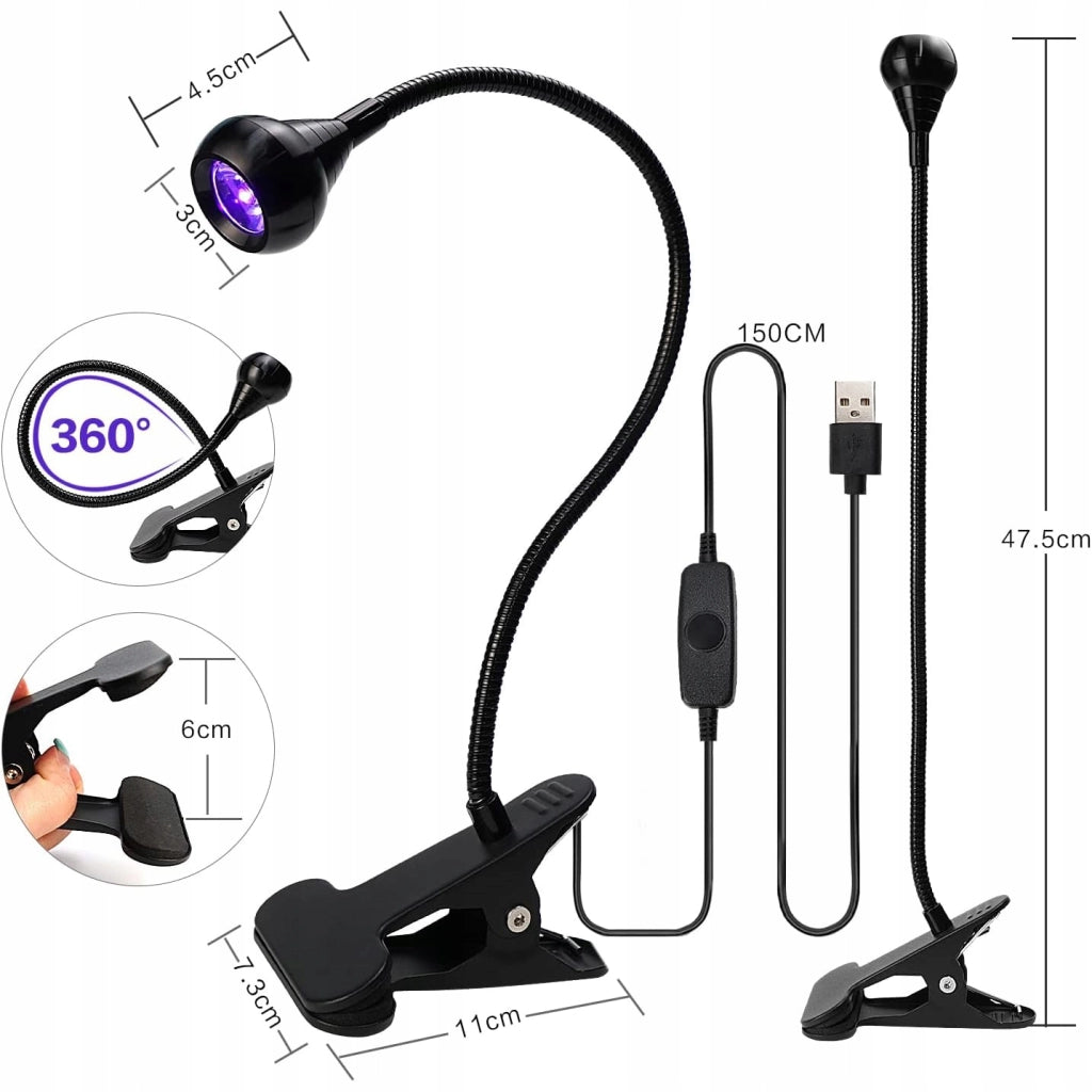 Lampada UV 3W per Indurimento Soldermask – Alimentazione USB 5V | Lunghezza d'Onda 395-405nm