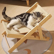 Letto Elevato per Gatti - Sisal Duraturo - Sedile in Legno per Gatti - Mini-Scialletto - Gatto di Casa - Sisal