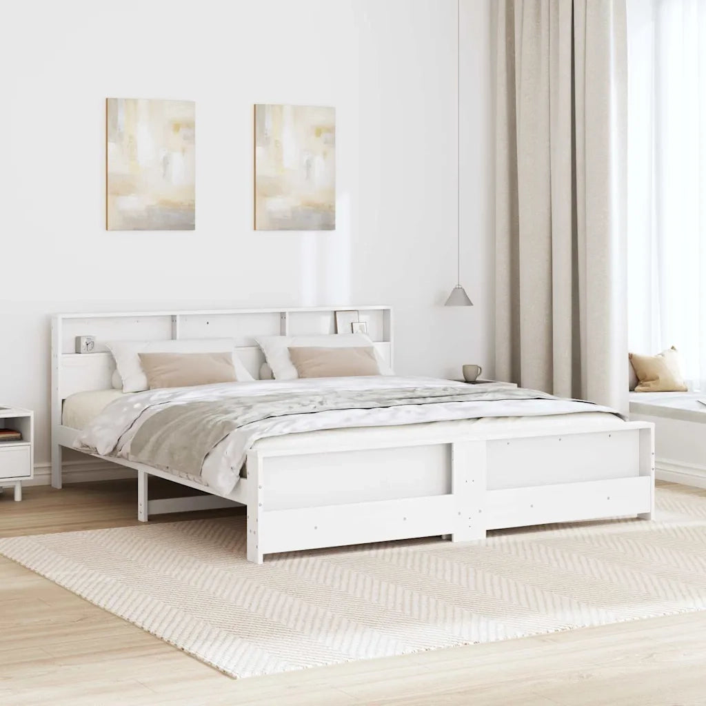 Struttura del letto-Giroletto-Rete del Letto Bianco 200 x 200 cm Legno multistrato 248824