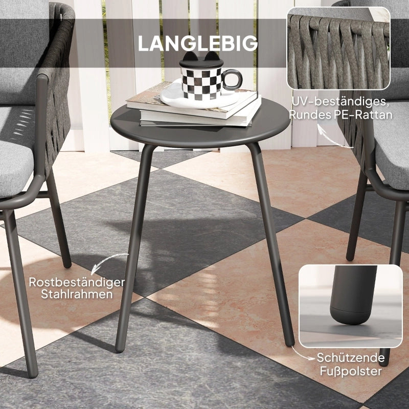 Set da bistrot in rattan composto da 3 pezzi, con sedute, set di mobili da giardino con 2 sedie da giardino, tavolino, cuscini sfoderabili, set di