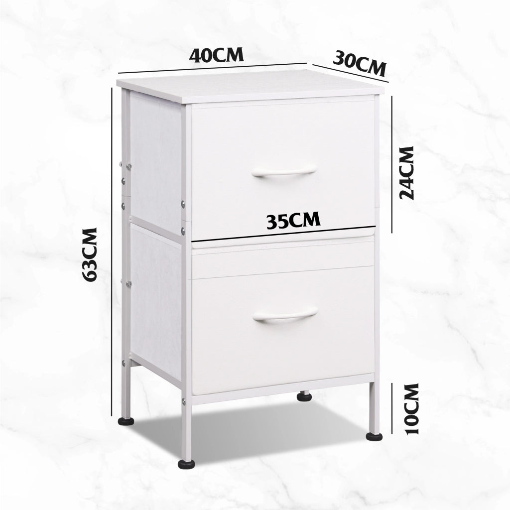 Cassettiera 2 Cassetti Bianca ¨C Minimal ¨C Legno Tessuto Metallico