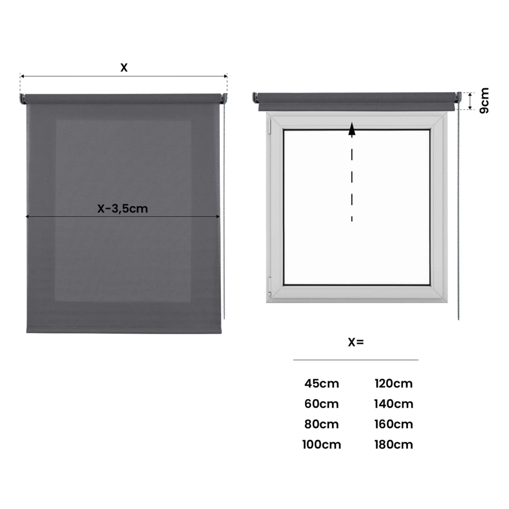 Tenda a Rullo Filtrante, Tenda Avvolgibile Traslucida Liscia Per Finestre e Porte Grigio 80x250 cm