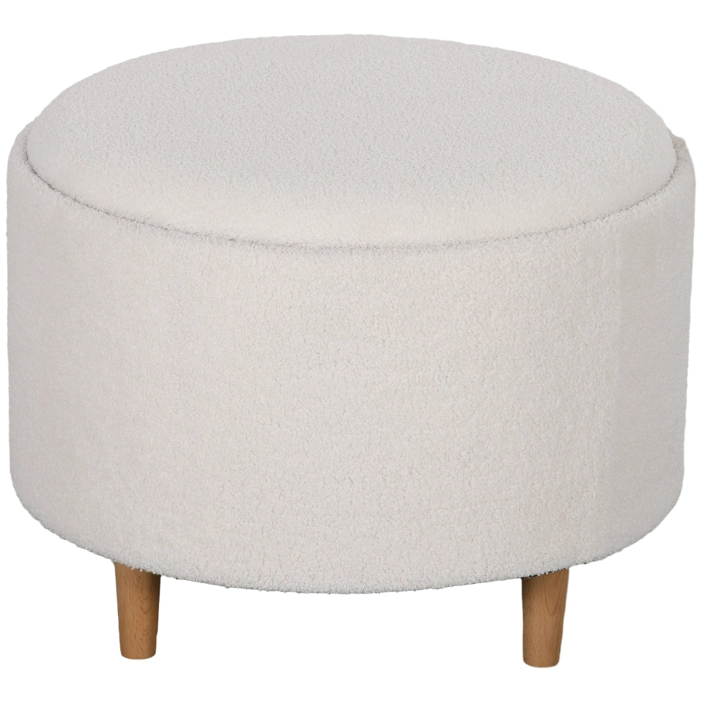 POUF Contenitore rotondo 56x56x42 cm Bianco in poliestere