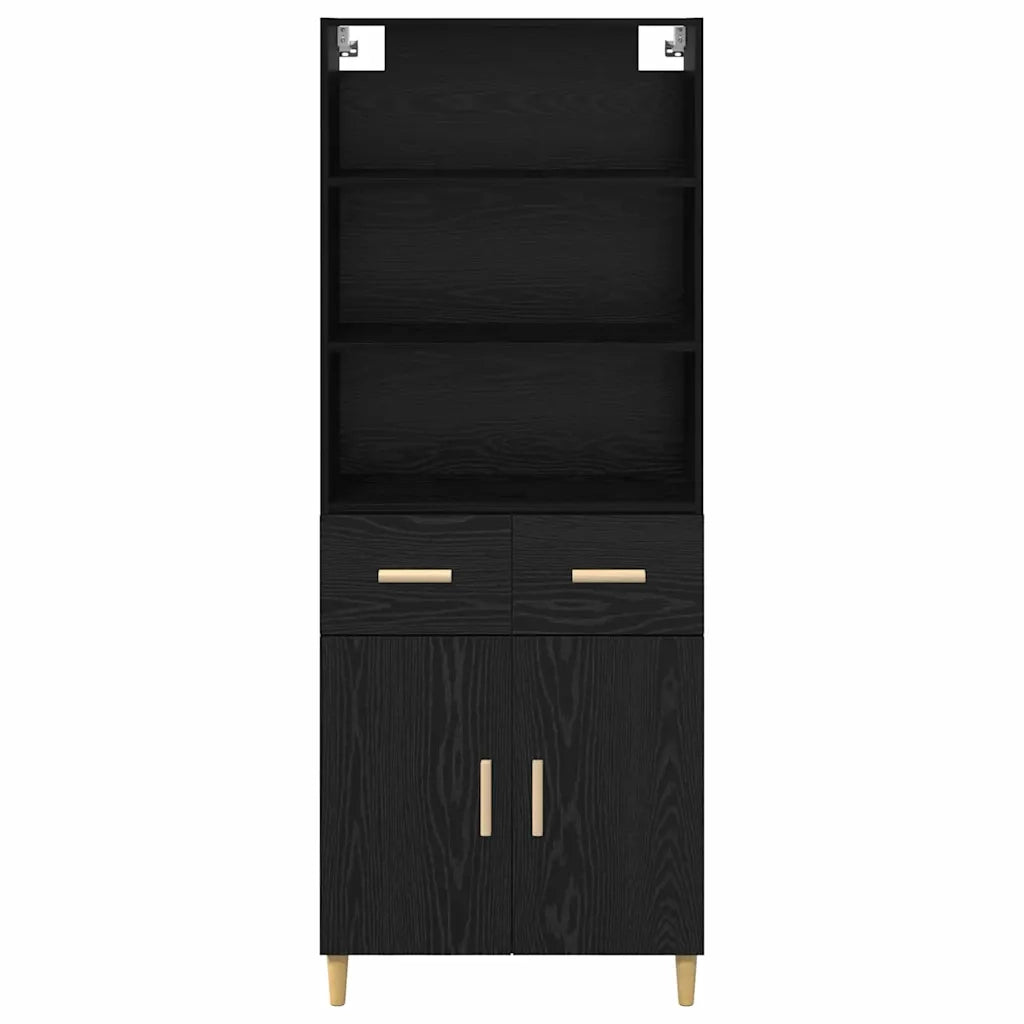 Credenza-Buffet-Armadio da cucina Rovere Nero 69,5 x 34 x 180 cm Legno multistrato 891548