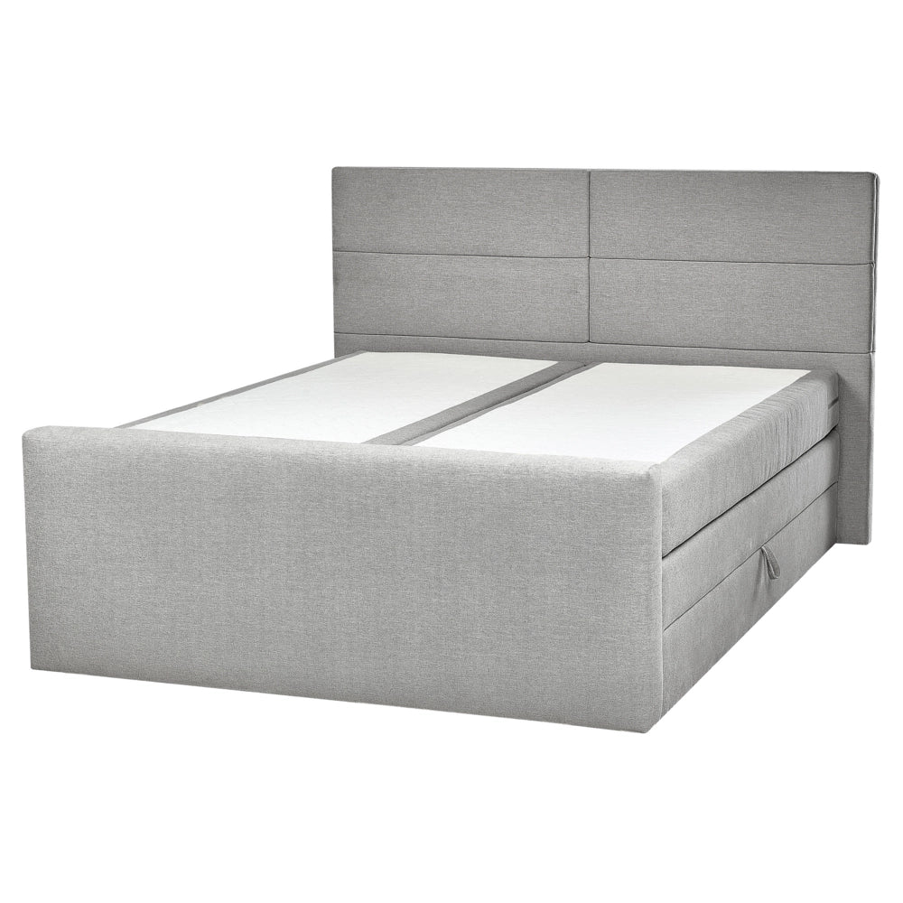 Divano letto king size UE con contenitore 160 x 200 Tappezzato grigio chiaro con materasso a molle Bonell