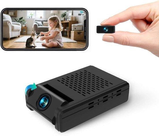 Camera di Sicurezza Nascosta – Mini Nanny Cam con Memoria Cloud – 180° Obiettivo Giroscopico – Rilevamento Movimento – Registrazione WiFi/Offline – Solo 0.5 pollici