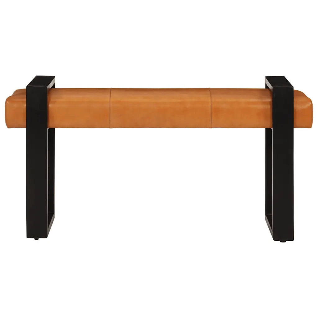 Panca Nera e Marrone 110 cm in Vera Pelle di Capra 342210