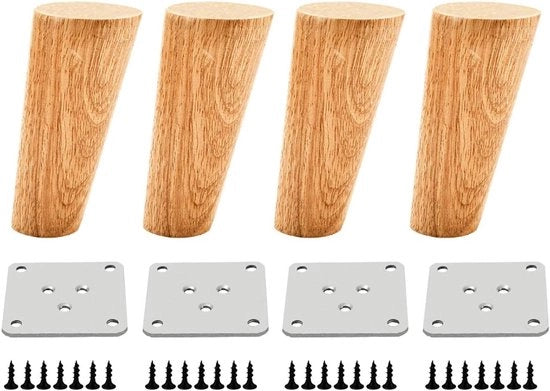 Piedini in legno per mobili - 4 pezzi - Antiscivolo - 10CM