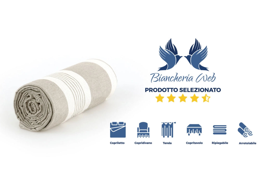 Telo Arredo Granfoulard Copritutto Cotone Made Italy Vari Disegni Arredatutto Copriletto Multiuso - 1 Piazza - Grancasa Beige
