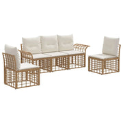 Set di divani da esterno 5 pz | Set Salotto da Giardino Naturale e Bianco Crema