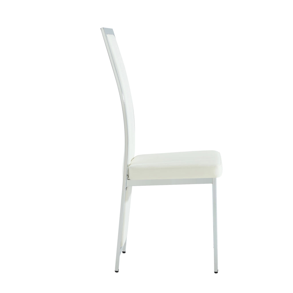 Sedia da pranzo; set da 4. schienale curvo; struttura in metallo; pelle pu; bianco argento 109 cm