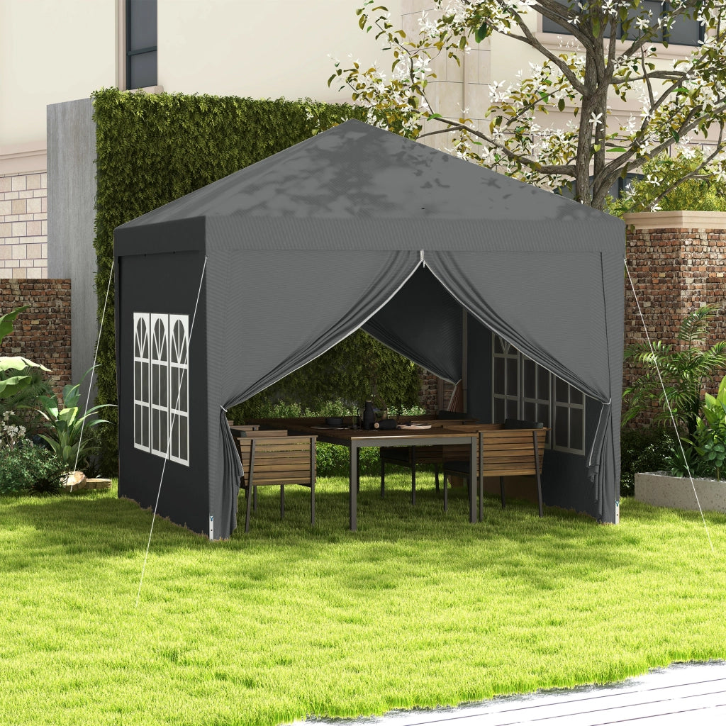 Gazebo da Esterno 3x3 m Pieghevole con 4 Pannelli Laterali. in Acciaio e Tessuto Oxford Grigio