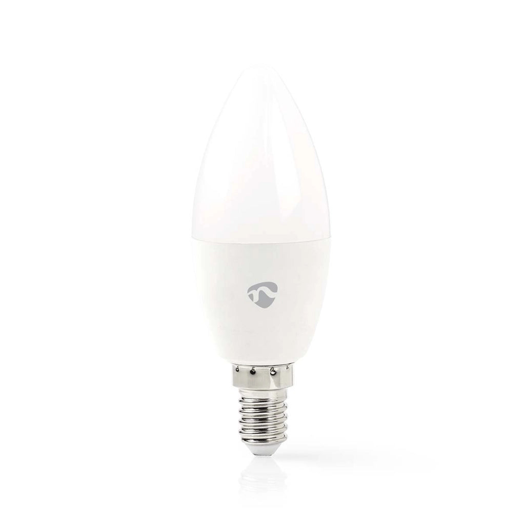 Collegare lampadina Wi-Fi LED RGB 4,9W 470lm E14 forma di candela di plastica Bianco Nedis