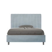 BS COM Letto una piazza e mezza con rete imbottito 120x200 microfibra azzurro