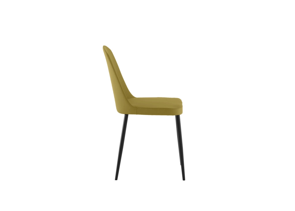 Sedia Tamara da pranzo moderna rivestimento soft-touch senape gambe in metallo nero, design elegante 45x52x85 cm - Seduta Design