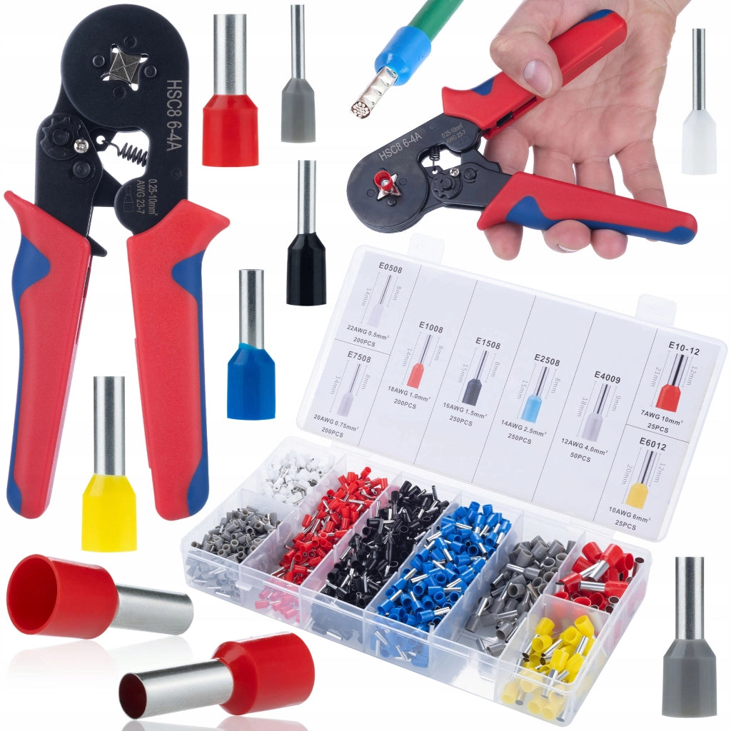 Zaciskatrice per Capicorda Isolati + 1200 Capicorda + Spelafili Automatico – Set Completo per Elettricisti | Precisione