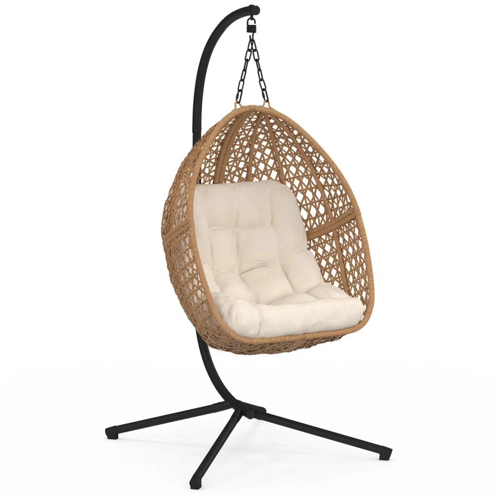 IDMarket - Poltrona moon traforata in rattan con cuscino ecrù
